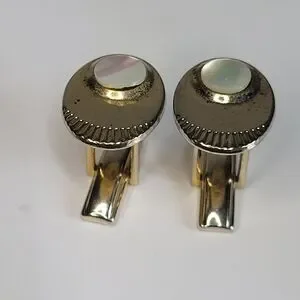 Boutons De Manchette Vintage Dorés Rouge Bleu Vert - Modèle PAT. 2974381 - Occasion Bon état